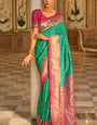 Lovely Green Soft Banarasi Silk Saree With Invaluable Blouse Piece