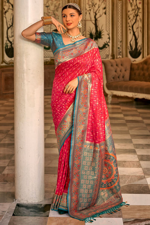 Load image into Gallery viewer, Ethnic Dark Pink Soft Banarasi Silk Saree With Flamboyant Blouse Piece
