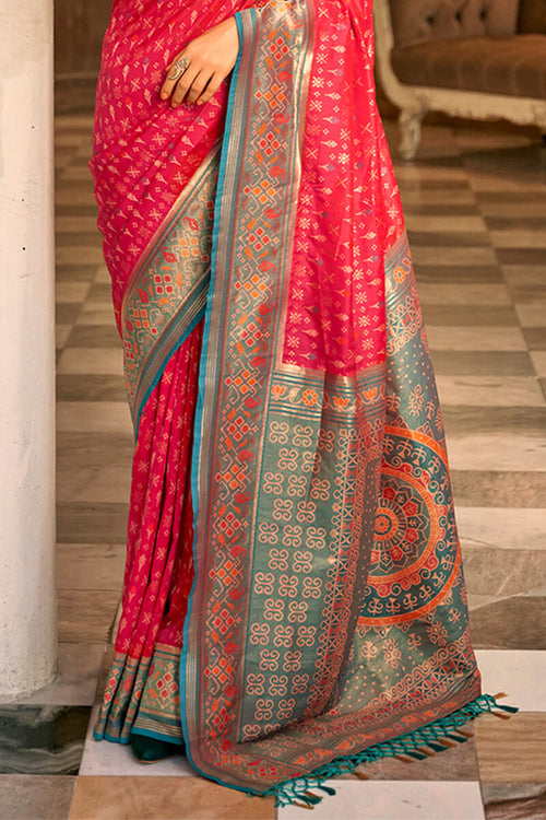 Load image into Gallery viewer, Ethnic Dark Pink Soft Banarasi Silk Saree With Flamboyant Blouse Piece
