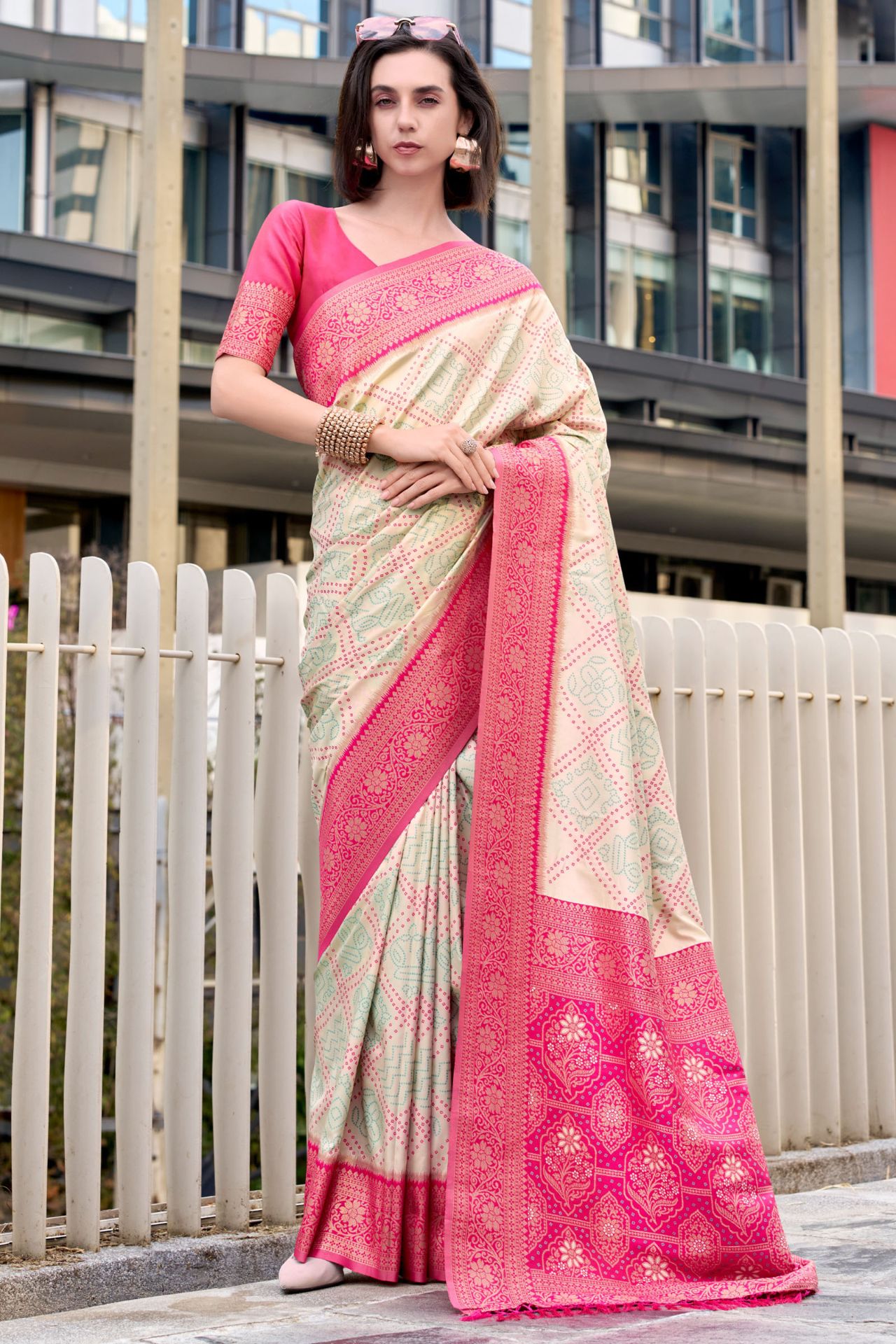 Charismatic Beige Soft Banarasi Silk Saree With Pleasurable Blouse Piece