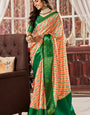 Hypnotic Orange Digital Printed Satin Silk Saree With Inspiring Blouse Piece