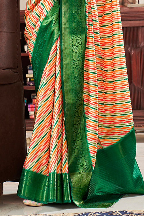 Load image into Gallery viewer, Hypnotic Orange Digital Printed Satin Silk Saree With Inspiring Blouse Piece
