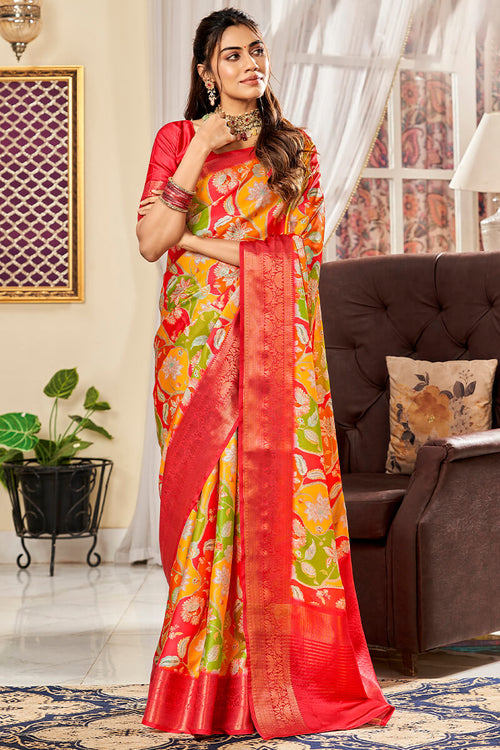 Load image into Gallery viewer, Appealing Multicolor Digital Printed Satin Silk Saree With Staring Blouse Piece
