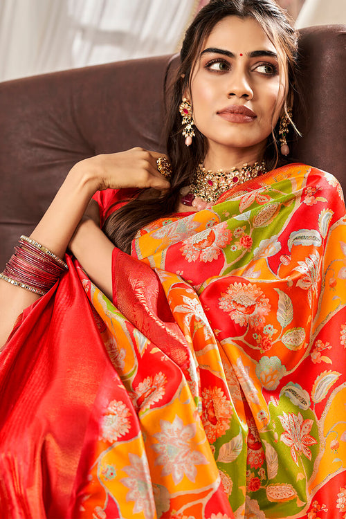 Load image into Gallery viewer, Appealing Multicolor Digital Printed Satin Silk Saree With Staring Blouse Piece
