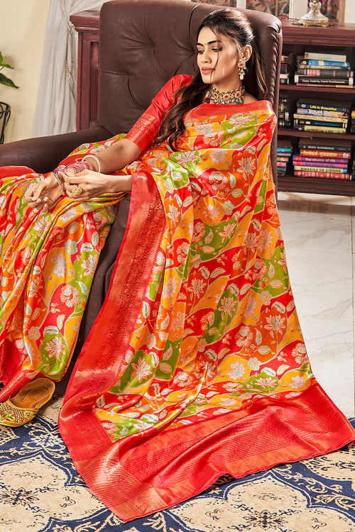 Load image into Gallery viewer, Appealing Multicolor Digital Printed Satin Silk Saree With Staring Blouse Piece
