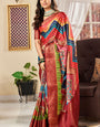 Attractive Multicolor Digital Printed Satin Silk Saree With Amazing Blouse Piece