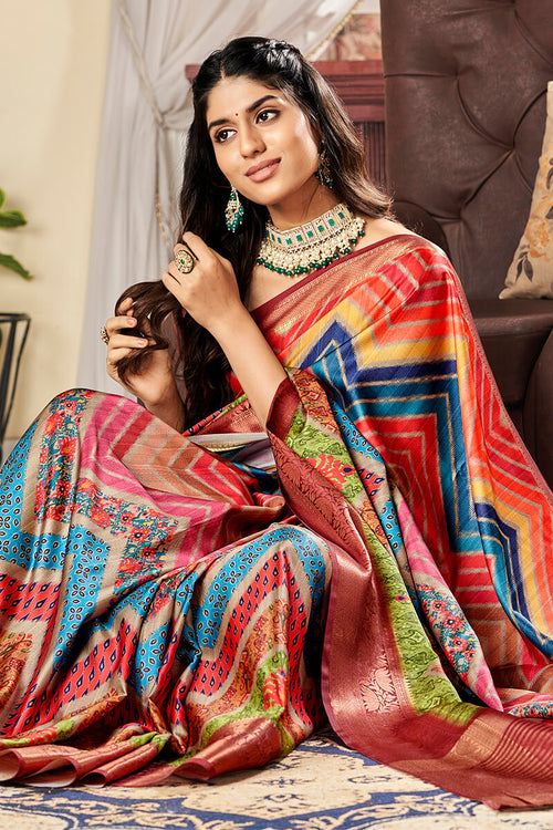 Embroidered Art Silk Blouse in Multicolor : UVC1420