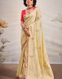 Designer Beige Soft Banarasi Silk Saree With Jazzy Blouse Piece