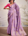 Majesty Lavender Soft Banarasi Silk Saree With Flameboyant Blouse Piece