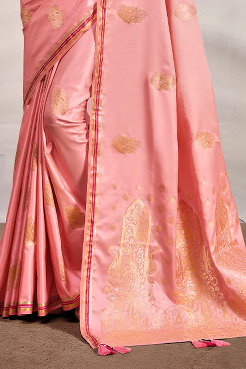 Load image into Gallery viewer, Demure Pink Soft Banarasi Silk Saree With Confounding Blouse Piece
