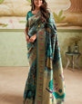 Moiety Rama Paithani Silk Saree With Petrichor Blouse Piece