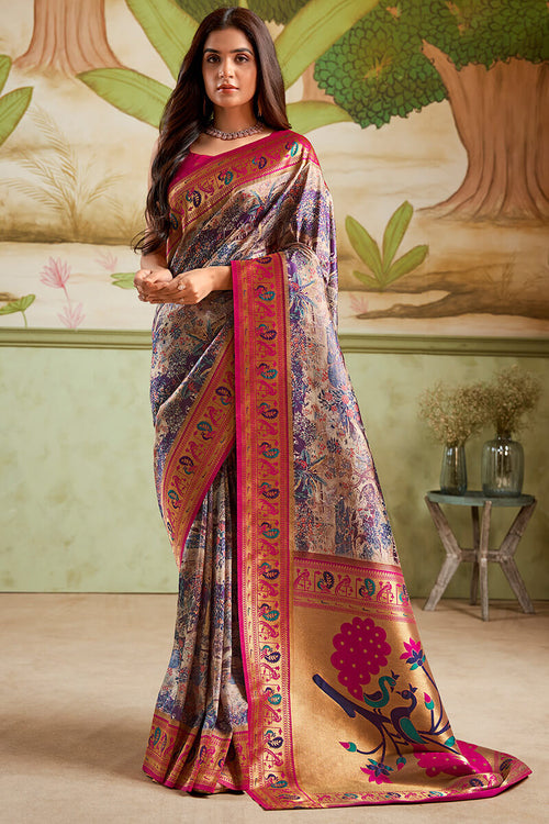 Load image into Gallery viewer, Staggering Purple Paithani Silk Saree With Felicitous Blouse Piece
