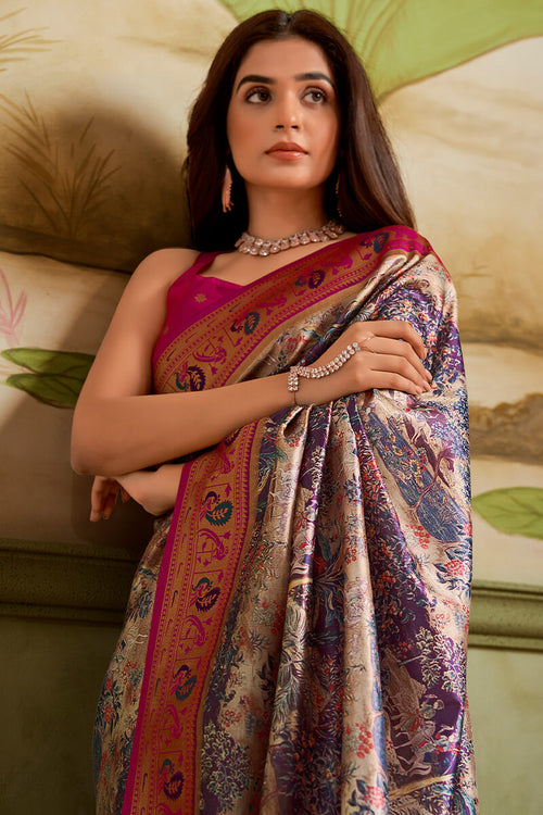 Load image into Gallery viewer, Staggering Purple Paithani Silk Saree With Felicitous Blouse Piece
