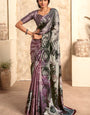 Lagniappe Grey Digital Printed Soft Silk Saree With Scintilla Blouse Piece