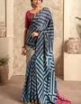Excellent Grey Digital Printed Soft Silk Saree With Excellent Blouse Piece