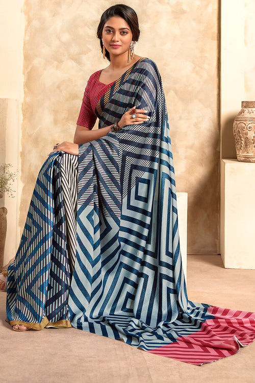 Load image into Gallery viewer, Excellent Grey Digital Printed Soft Silk Saree With Excellent Blouse Piece
