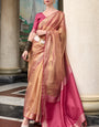 Vivacious Light Brown Soft Tissue Silk Saree With Panache Blouse Piece