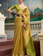 Rhapsody Mehndi Soft Tissue Silk Saree With Grandiose Blouse Piece