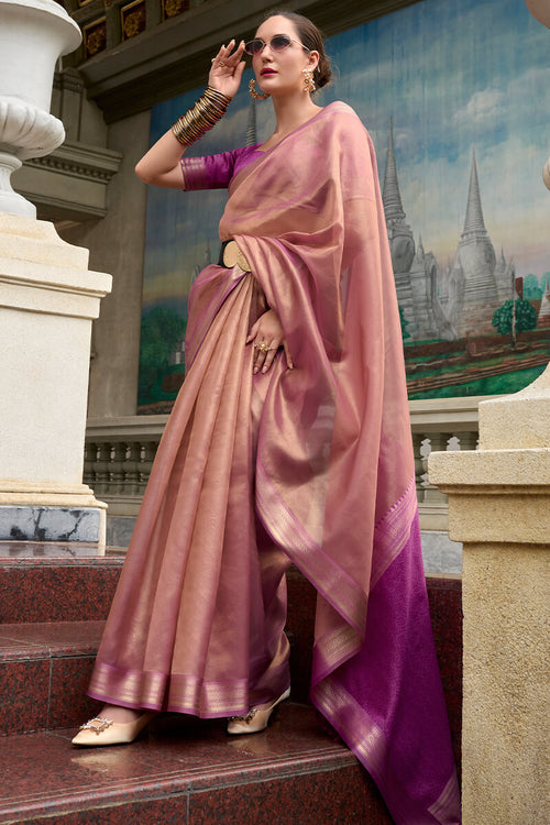 Load image into Gallery viewer, Scintillating Pink Soft Tissue Silk Saree With Vivacious Blouse Piece
