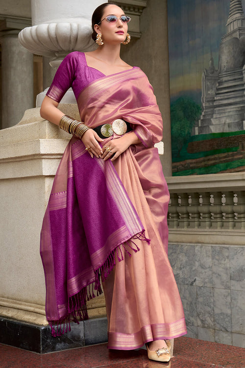 Load image into Gallery viewer, Scintillating Pink Soft Tissue Silk Saree With Vivacious Blouse Piece
