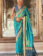 Lagniappe Firozi Soft Banarasi Silk Saree With Petrichor Blouse Piece