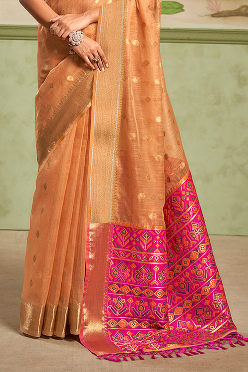 Load image into Gallery viewer, Captivating Orange Soft Banarasi Silk Saree With Arresting Blouse Piece
