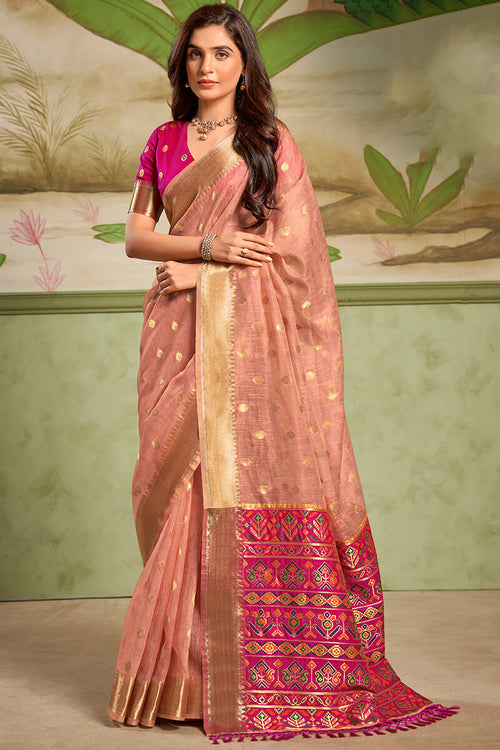 Load image into Gallery viewer, Demure Pink Soft Banarasi Silk Saree With Mellifluous Blouse Piece
