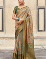 Intricate Rama Digital Printed Soft Silk Saree With Ravishing Blouse Piece