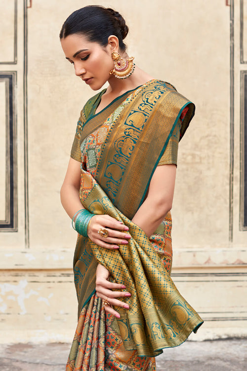 Load image into Gallery viewer, Intricate Rama Digital Printed Soft Silk Saree With Ravishing Blouse Piece
