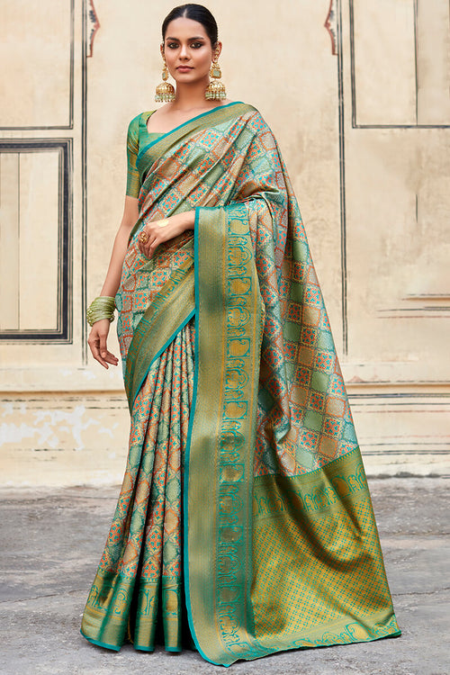 Load image into Gallery viewer, Inspiring Green Digital Printed Soft Silk Saree With Divine Blouse Piece
