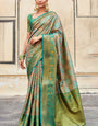 Inspiring Green Digital Printed Soft Silk Saree With Divine Blouse Piece