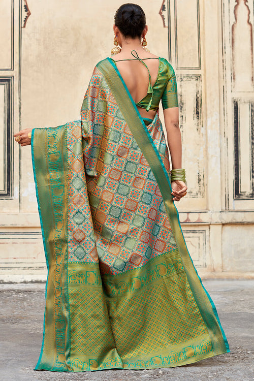 Load image into Gallery viewer, Inspiring Green Digital Printed Soft Silk Saree With Divine Blouse Piece
