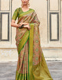 Embrocation Mehndi Digital Printed Soft Silk Saree With Petrichor Blouse Piece