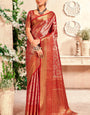 Marvellous Red Kanjivaram Silk Saree With Staring Blouse Piece