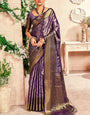 Preferable Purple Kanjivaram Silk Saree With Desirable Blouse Piece