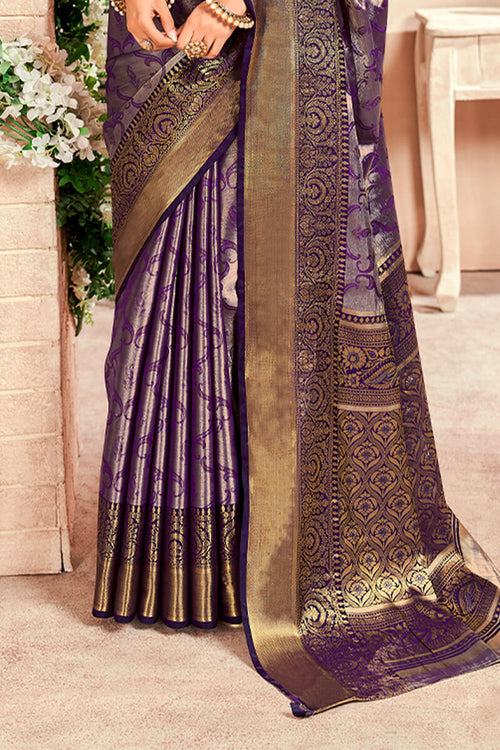 Load image into Gallery viewer, Preferable Purple Kanjivaram Silk Saree With Desirable Blouse Piece
