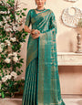 Fairytale Turquoise Kanjivaram Silk Saree With Comely Blouse Piece