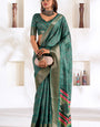 Panoply Rama Digital Printed Dola Silk Saree With Chatoyant Blouse Piece