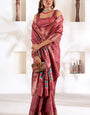 Comely Maroon Digital Printed Dola Silk Saree With Arresting Blouse Piece