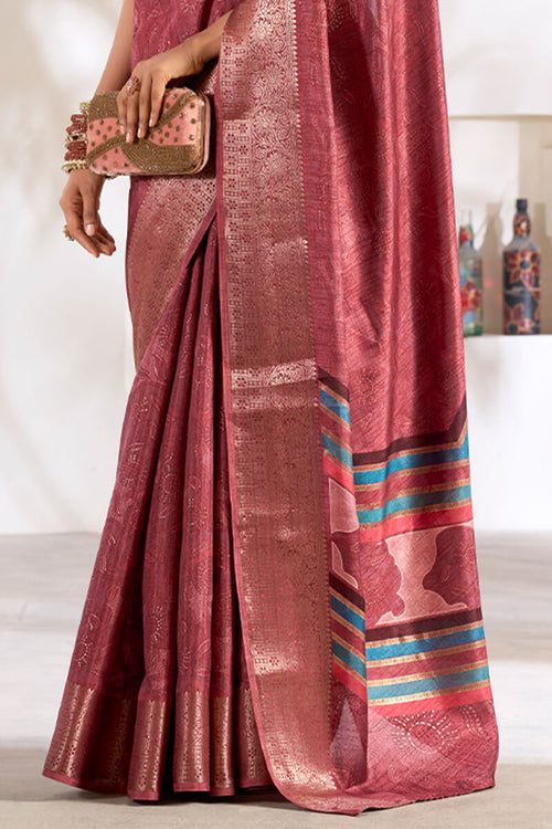 Load image into Gallery viewer, Comely Maroon Digital Printed Dola Silk Saree With Arresting Blouse Piece
