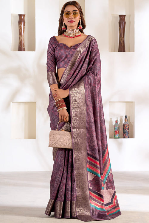 Load image into Gallery viewer, Marvellous Lavender Digital Printed Dola Silk Saree With Ravishing Blouse Piece
