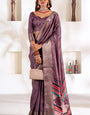 Marvellous Lavender Digital Printed Dola Silk Saree With Ravishing Blouse Piece