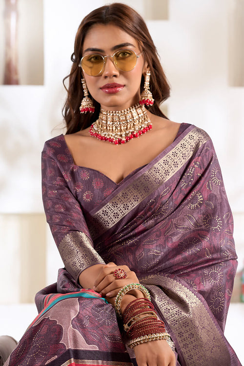 Load image into Gallery viewer, Marvellous Lavender Digital Printed Dola Silk Saree With Ravishing Blouse Piece
