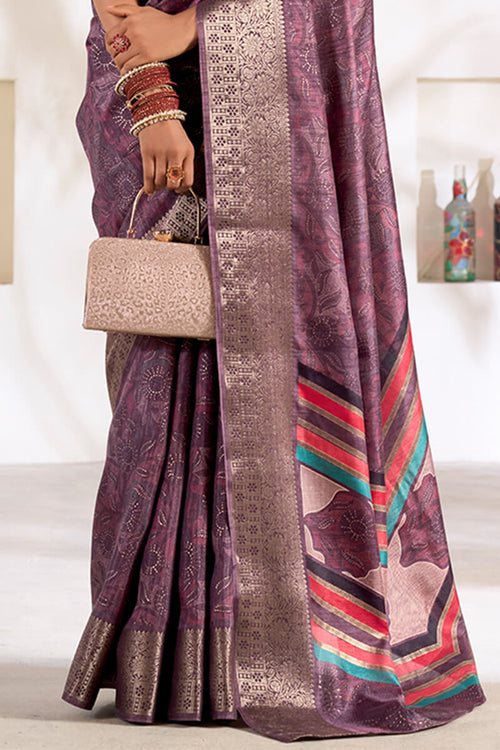 Load image into Gallery viewer, Marvellous Lavender Digital Printed Dola Silk Saree With Ravishing Blouse Piece
