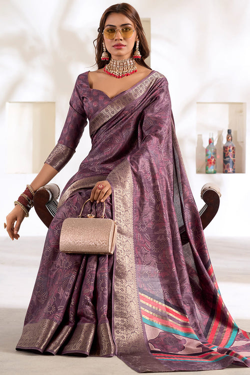 Load image into Gallery viewer, Marvellous Lavender Digital Printed Dola Silk Saree With Ravishing Blouse Piece
