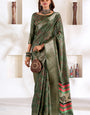 Beauteous Green Digital Printed Dola Silk Saree With Lassitude Blouse Piece