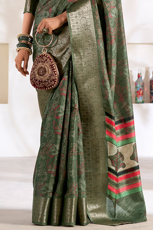 Load image into Gallery viewer, Beauteous Green Digital Printed Dola Silk Saree With Lassitude Blouse Piece
