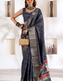 Confounding Blue Digital Printed Dola Silk Saree With Vivacious Blouse Piece