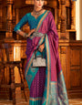 Sizzling Purple Soft Banarasi Silk Saree With Outstanding Blouse Piece