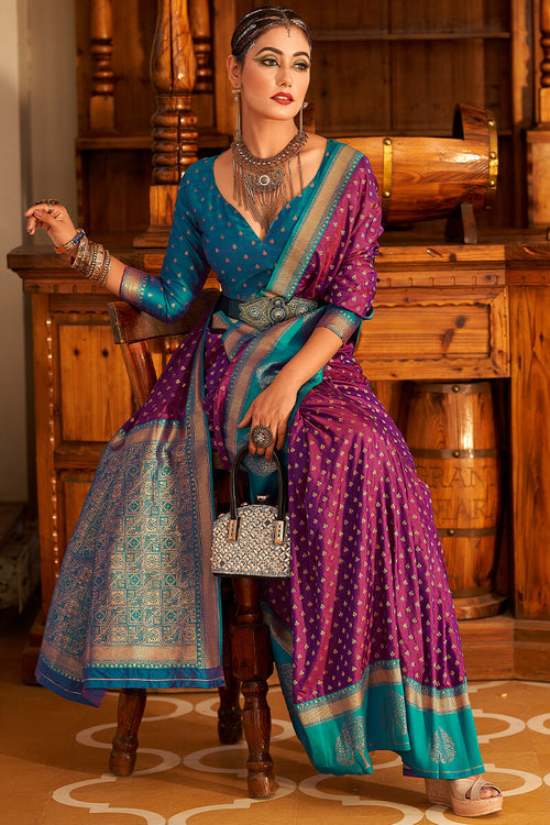 Load image into Gallery viewer, Sizzling Purple Soft Banarasi Silk Saree With Outstanding Blouse Piece
